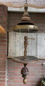 Unieke zware bijna 110 CM grote VOGELKOOI hout messing ijzer, Ophalen of Verzenden