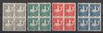 R82-R85  1929 Kinderzegels in blok MNH, Ophalen of Verzenden, T/m 1940, Postfris
