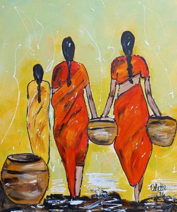 Schilderij 3 indiase vrouwen beschikbaar voor biedingen