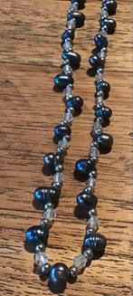 Vintage ketting met echte barok parels en kristallen, Sieraden, Tassen en Uiterlijk, Kettingen, Zwart, Ophalen of Verzenden, Zo goed als nieuw