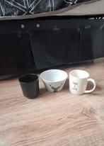 Mokken en Schaal - Samen of los - Wit - Nooit gebruikt, Gebruikt, Porselein of Keramiek, Schaal, Rond