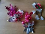 3 antieke roze kerstversiering glazen kerstballen klokjes., Diversen, Kerst, Ophalen of Verzenden, Zo goed als nieuw