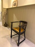 Antieke bureaustoel met leren zitting, Ophalen of Verzenden, Gebruikt, Bruin, Bureaustoel