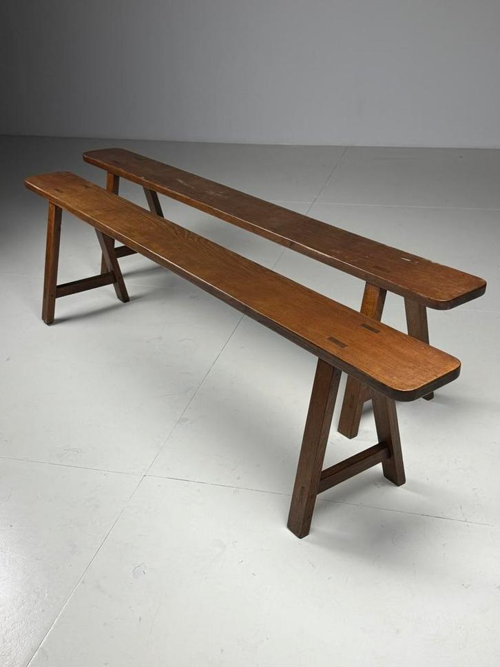 Set van 2 Franse eetkamerbanken, Antiek en Kunst, Antiek | Meubels | Stoelen en Banken, Ophalen