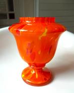 Art Deco spatter glas vaas: oranje, rood, geel. Jaren '30, Antiek en Kunst, Ophalen of Verzenden