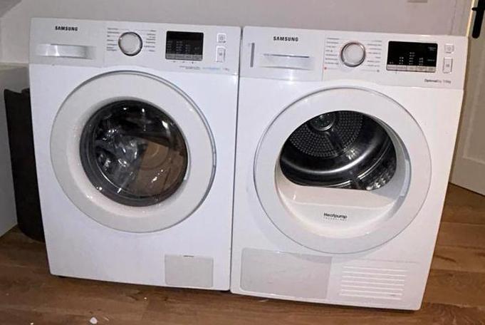 Samsung Eco Bubble Wasmachine & Optimal Dry Droger Set, Witgoed en Apparatuur, Wasmachines, Gebruikt, Voorlader, 6 tot 8 kg, 85 tot 90 cm