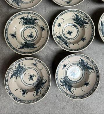 Bat Trang Vietnamese Kommen Set 4 stuks Handbeschilderd Kera beschikbaar voor biedingen