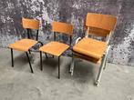 schoolstoelen 5 stuks vintage, industrieel, retro stoelen, Ophalen, Gebruikt, Bruin, Vijf, Zes of meer stoelen