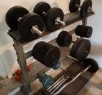 Bankdruk set plus diversere halters en gewichten, Sport en Fitness, Fitnessmaterialen, Ophalen, Zo goed als nieuw, Fitnessbank