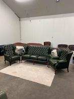 Chesterfield bankstel , 3-1-1 springvale set antiek groen, Huis en Inrichting, Klassieke, Leer, Ophalen of Verzenden, 75 tot 100 cm