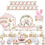 Party pakket Jungle Animal Safari roze 79-delig, Versiering, Sweet-one, Verjaardag, Nieuw