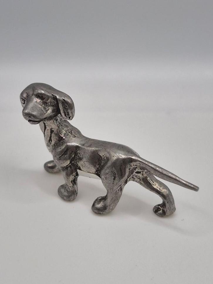 Vintage Tinnen Teckel Hondje, Verzamelen, Beelden en Beeldjes, Ophalen of Verzenden