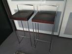 ***Lapalma Cubo design barkrukken (walnut&black leather)***, Huis en Inrichting, Barkrukken, Ophalen, Met voetsteun, 60 tot 90 cm