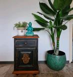 Boho kastje nachtkastje vintage zwart hamsa handje, Huis en Inrichting, Kasten | Ladekasten, Ophalen, Minder dan 50 cm, 1 of 2 laden