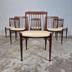 6 Vintage jaren 60 Deense eetkamerstoelen palissander, skai, Huis en Inrichting, Ophalen, Gebruikt, Bruin, Hout
