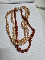 halsketting goud bruine kralen, Ophalen of Verzenden, 'T Olde Gre-j, Info@toldegrej.nl, Endepoelstraat 20f Didam