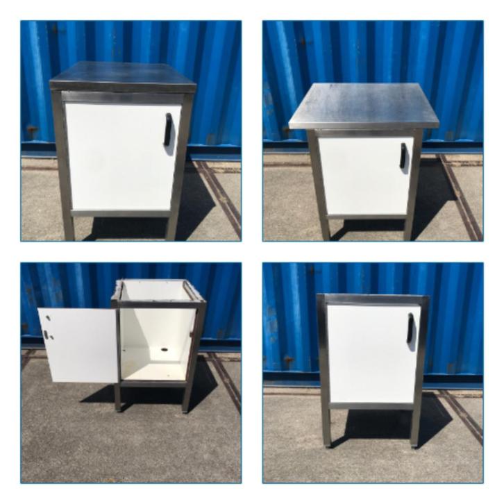 Roestvast staal bijzet kastje / werktafeltje, Tuin en Terras, Tuinmeubel-accessoires, Ophalen