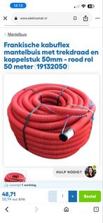 mantelbuis met trekdraad en koppelstuk 50mm - rood rol 12m, Minder dan 4 cm, Overige materialen, Nieuw, Ophalen of Verzenden
