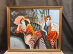 ROMANTISCH ART DECO SCHILDERIJ (((50 x 60)))ZOLDERVONDST, Ophalen of Verzenden