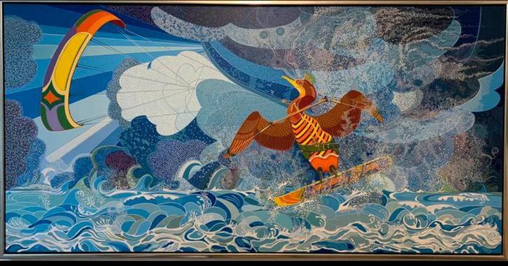 Theo Baars “ De Surfer”, Antiek en Kunst, Kunst | Schilderijen | Modern, Ophalen