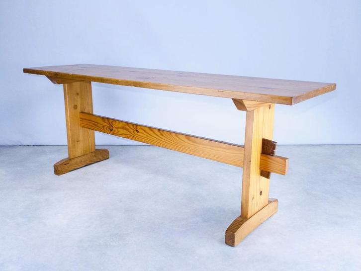 bankjes plantentafel bijzettafel vurenhout 120 cm 70s 80s, Huis en Inrichting, Overige Huis en Inrichting, Gebruikt, Ophalen of Verzenden