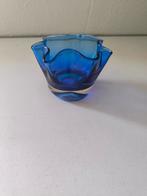 Blauwe glazen waxinelichthouder klein, Antiek en Kunst, Antiek | Glas en Kristal, Ophalen of Verzenden