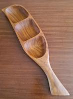te koop: houten snackschaal 3 vakken, retro vintage jaren 70, Ophalen of Verzenden, Huis en Inrichting