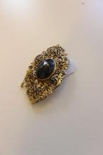 Goudkleurige broche met zwarte steen, Overige materialen, Overige kleuren, ., Ophalen of Verzenden