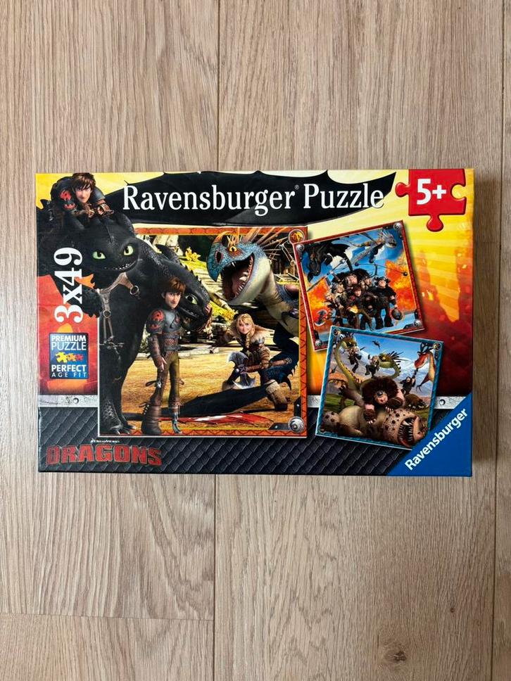 Hoe tem je een draak puzzel 3x49 stukjes Ravensburger, Kinderen en Baby's, Speelgoed | Kinderpuzzels, Zo goed als nieuw, 6 jaar of ouder