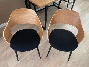 Eetkamerstoelen eiken/zwarte stof