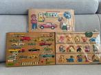 Vintage Houten Knopjes Puzzels( met auto afbeelding, Ophalen of Verzenden, Van hout