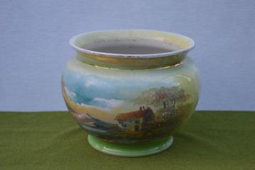 grote oude bloempot Chinees of Japans met voorstelling Ø23cm beschikbaar voor biedingen