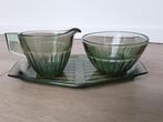Roomstel Copier Leerdam, groen glas, vintage jaren 30, Antiek en Kunst, Antiek | Glas en Kristal, Ophalen of Verzenden