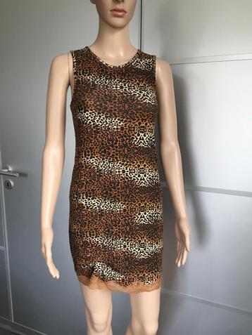 B357 Miss Grant jurk zwart/bruin kort Maat 36=S jurkje beschikbaar voor biedingen