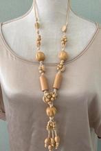 Leuke beige houten kralen ketting, Sieraden, Tassen en Uiterlijk, Kettingen, Overige materialen, Beige, Ophalen of Verzenden, Zo goed als nieuw