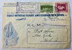 Eerste vlucht KLM Amsterdam New York 1946, Postzegels en Munten, Envelop, Ophalen of Verzenden