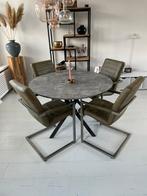 Complete set, eettafel 120 cm plus stoelen, Huis en Inrichting, Complete eetkamers, Ophalen, Gebruikt, Betonlook, industrieel