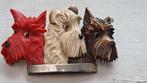 SCOTTIES- BROCHE MET  3 SCHOTSE TERRIERS 1930- 1950, Verzenden, Overige materialen, Broche