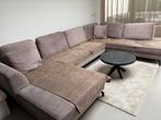 Grote Hoekbank - Stof - 1 jaar oud - kleur taupe, 100 tot 125 cm, Hoekbank, 300 cm of meer, Ophalen of Verzenden