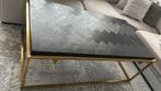 Salontafel Lamar zwart eiken visgraat / goud, Huis en Inrichting, Tafels | Salontafels, 50 tot 100 cm, 100 tot 150 cm, Ophalen of Verzenden