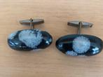Manchetknopen Sneeuwvlok Obsidiaan edelsteen, Sieraden, Tassen en Uiterlijk, Manchetknopen, Ophalen of Verzenden, Zo goed als nieuw