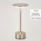 Draadloze metalen USB-C oplaadbare LED tafellamp (zilver), Huis en Inrichting, Lampen | Tafellampen, Ophalen, Nieuw, Daadloos