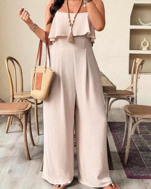 Jumpsuit Judith (44 tm 52) ** NIEUW **, Kleding | Dames, Grote Maten, Nieuw, Broek of Spijkerbroek, Beige, Verzenden