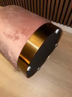 Roze Velours Poef met Gouden Rand, Ophalen, Minder dan 50 cm, Rond, Zo goed als nieuw