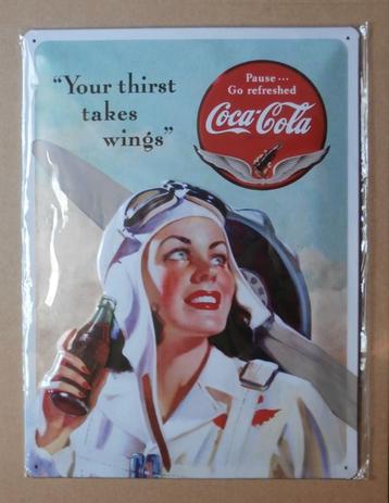 Coca Cola reclamebord pin-up vleugel bord mancave bar 40x30 beschikbaar voor biedingen