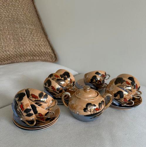 Japans handbeschilderd theeservies, Antiek en Kunst, Antiek | Keramiek en Aardewerk, Ophalen
