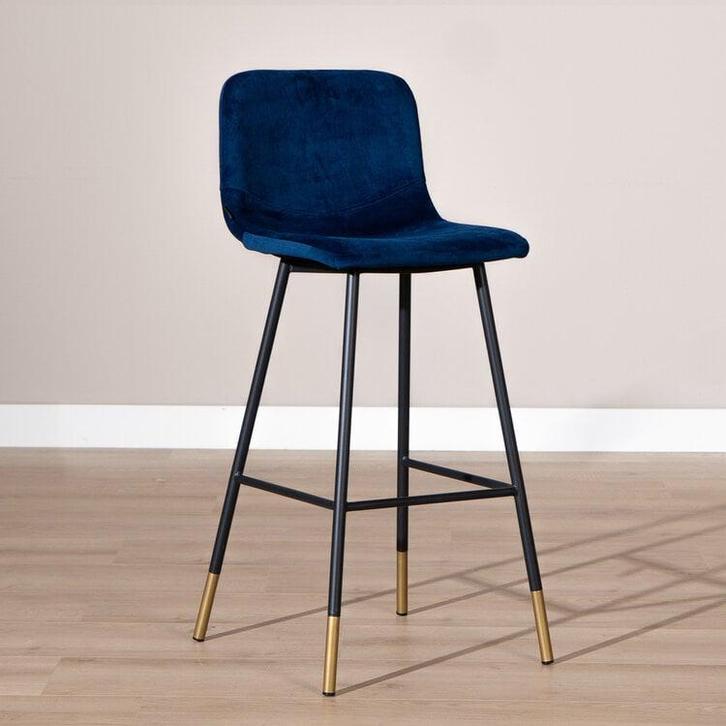 Bronx71 velvet barkruk mikky blauw, Huis en Inrichting, Barkrukken, Nieuw, 90 cm of meer, 1 kruk, Ophalen