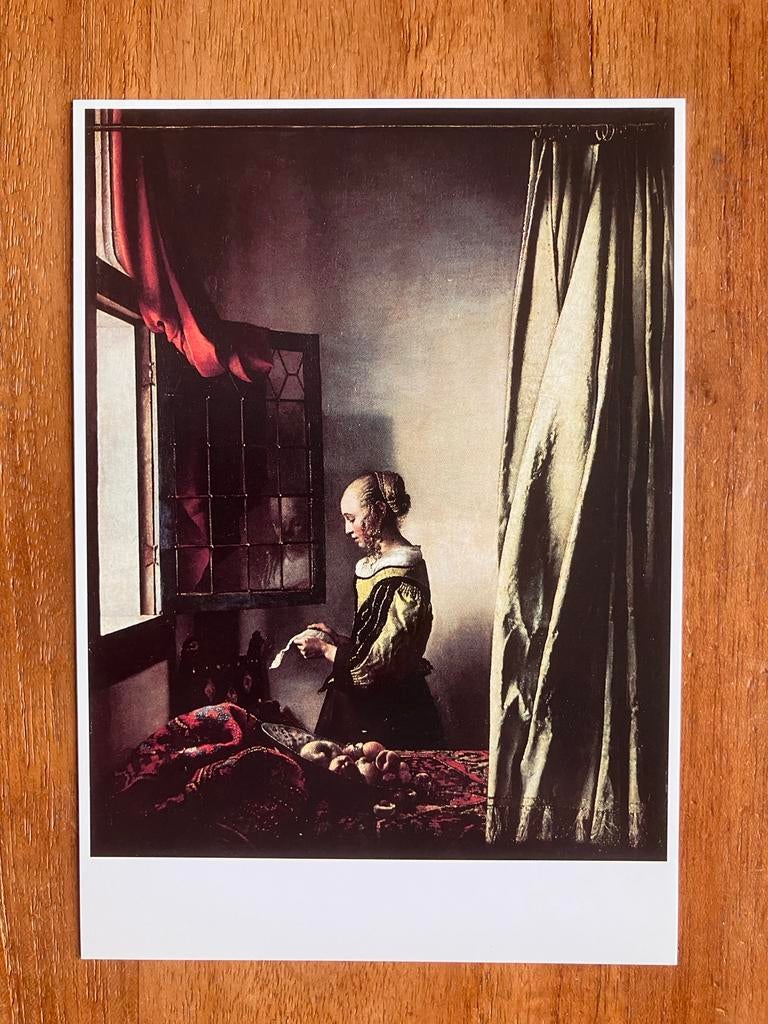 JanVermeer - Brieflezend meisje, Verzamelen, Ansichtkaarten | Themakaarten, Ophalen of Verzenden, 1980 tot heden, Ongelopen, Kinderen