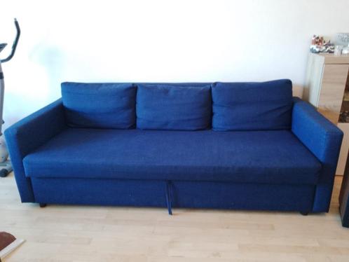 IKEA FRIHETEN 3-zits Slaapbank, Skiftebo Blauw, Huis en Inrichting, Banken | Bankstellen, Zo goed als nieuw, Rechte bank, Driepersoons