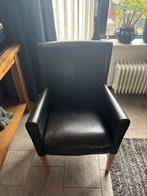 4 Zwarte Kunstleren Eetkamerstoelen, Huis en Inrichting, Stoelen, Ophalen, Gebruikt, Zwart, Leer